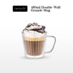 Crysalis Borosilicate Double-Wall Insulated Glass Coffee Mug, Grande Mug, Espresso Mug – Set of 2