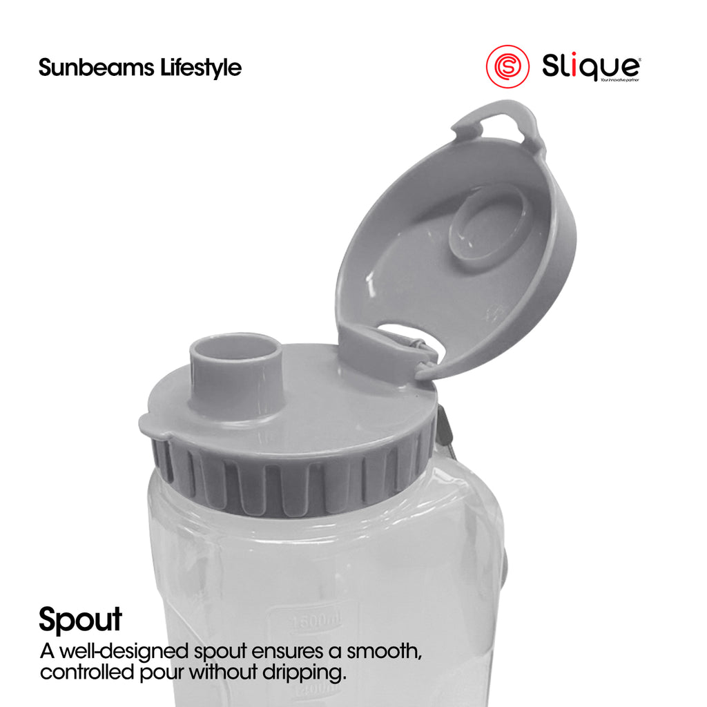 SLIQUE 1600ml Water Pitcher BPA-Free Easy Grip Handle Leak-Proof Lid Cold Beverage Fridge-Ready