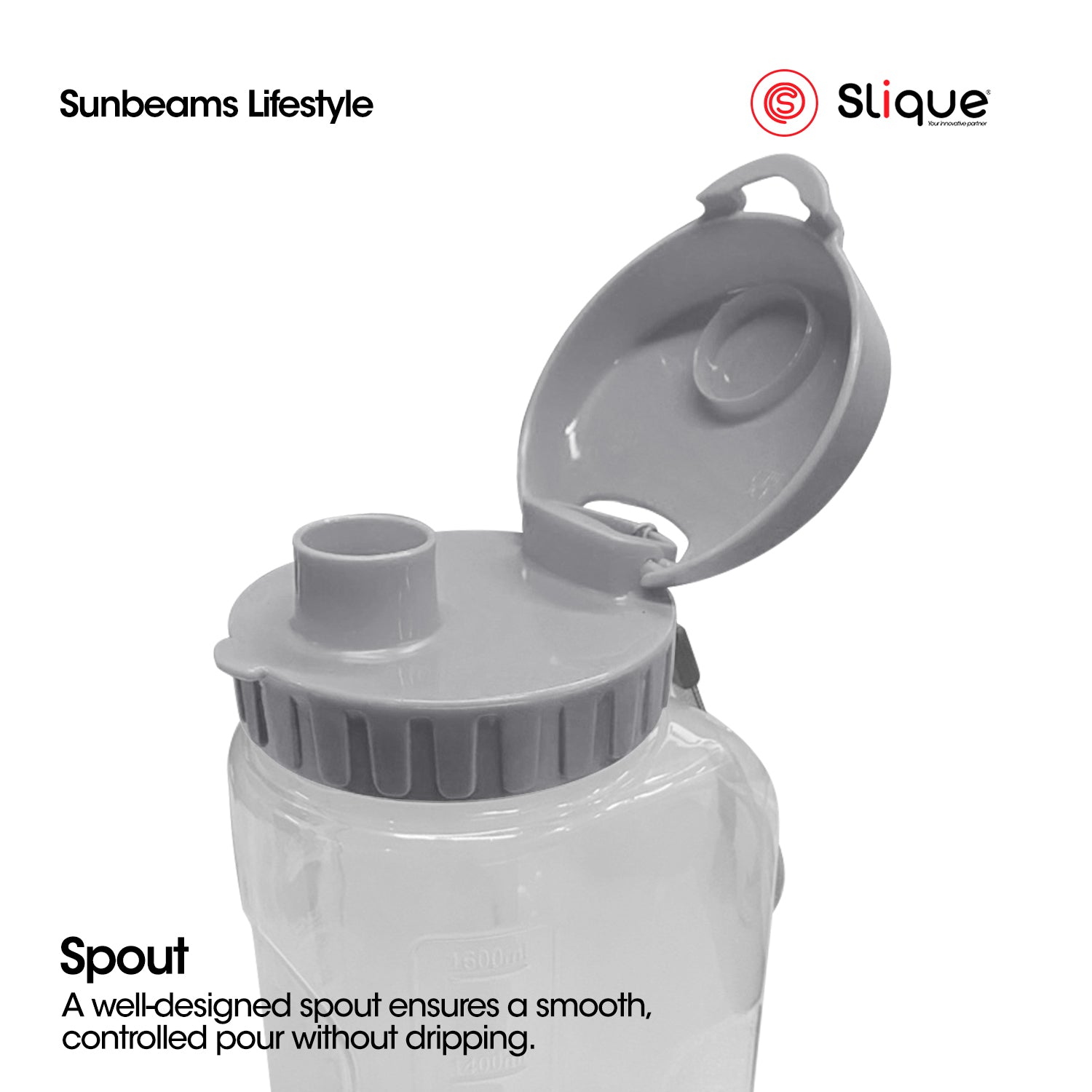 SLIQUE 1600ml Water Pitcher BPA-Free Easy Grip Handle Leak-Proof Lid Cold Beverage Fridge-Ready