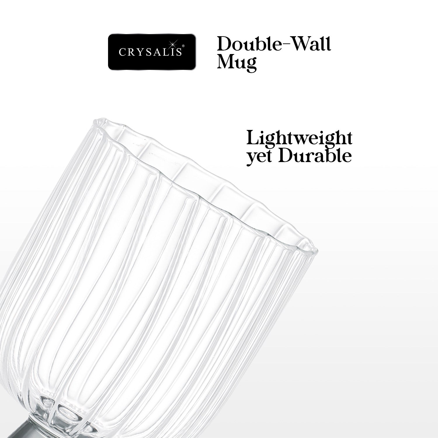 Crysalis Borosilicate Goblet Glass Set of 2 – Thick Wine/Cocktail Stem Glasses