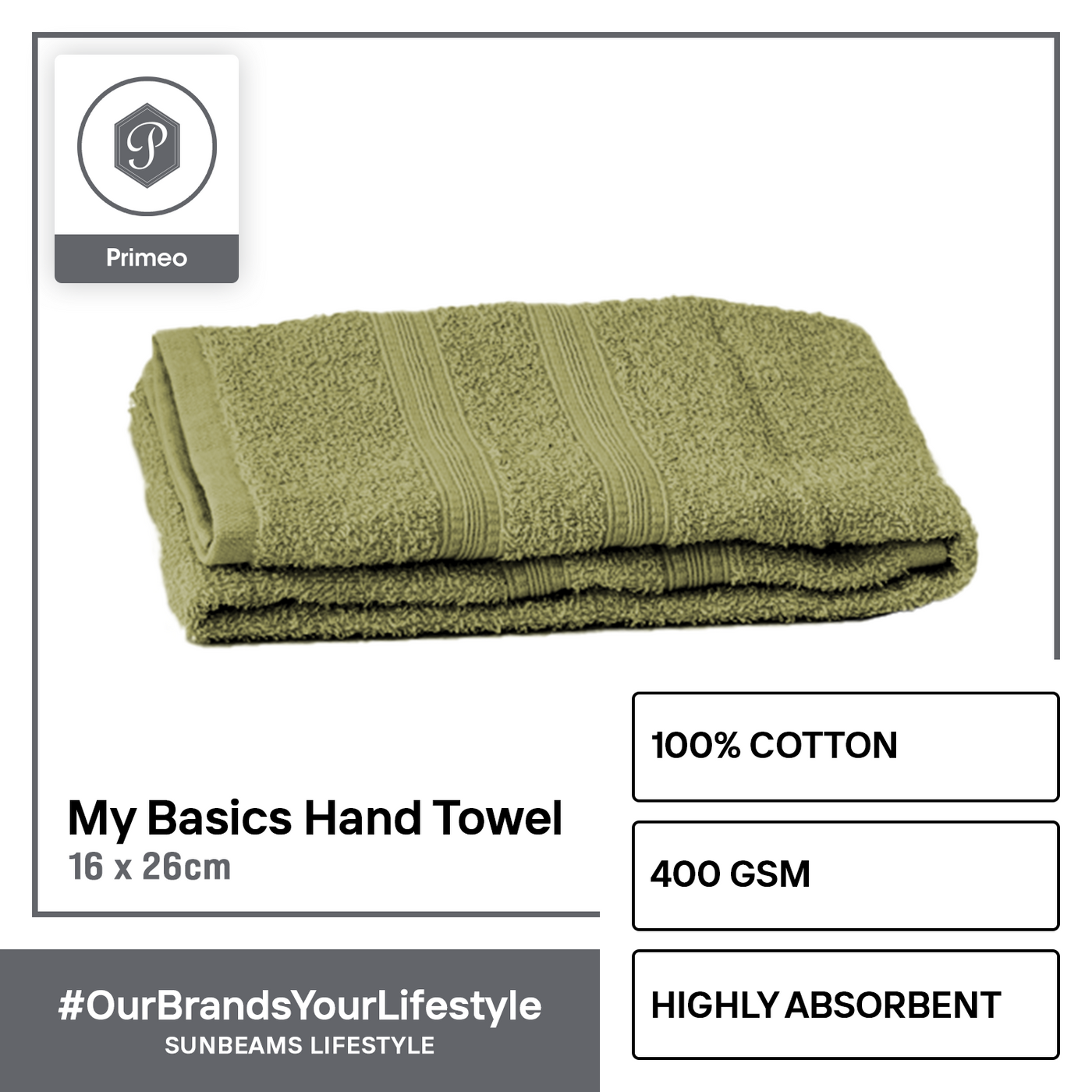 PRIMEO MY BASICS 100% Cotton Hand Towel