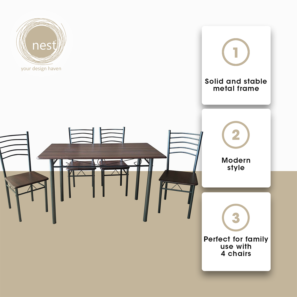 NEST DESIGN LAB Dining Table Set 4 Seater 120x70x75cm Condo Living Modern Italian Design Amazing Gift Idea For Any Occasion!
