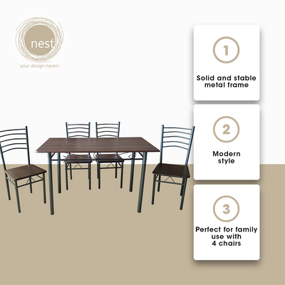 NEST DESIGN LAB Dining Table Set 4 Seater 120x70x75cm Condo Living Modern Italian Design Amazing Gift Idea For Any Occasion!