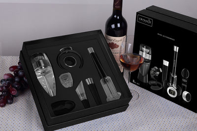 CRYSALIS Premium Wine Accessories Set of 8 Modern Italian Design Amazing Gift Idea For Any Occasion!