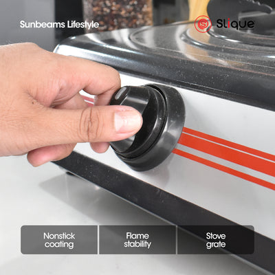 SLIQUE Premium Non-Stick Double Gas Burner Auto Ignition Cooking Essentials