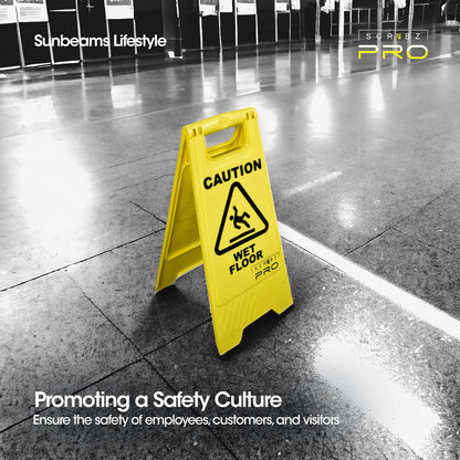 SCRUBZ Pro Caution Wet Floor Sign Foldable Safety Sign, Warning Board Sign