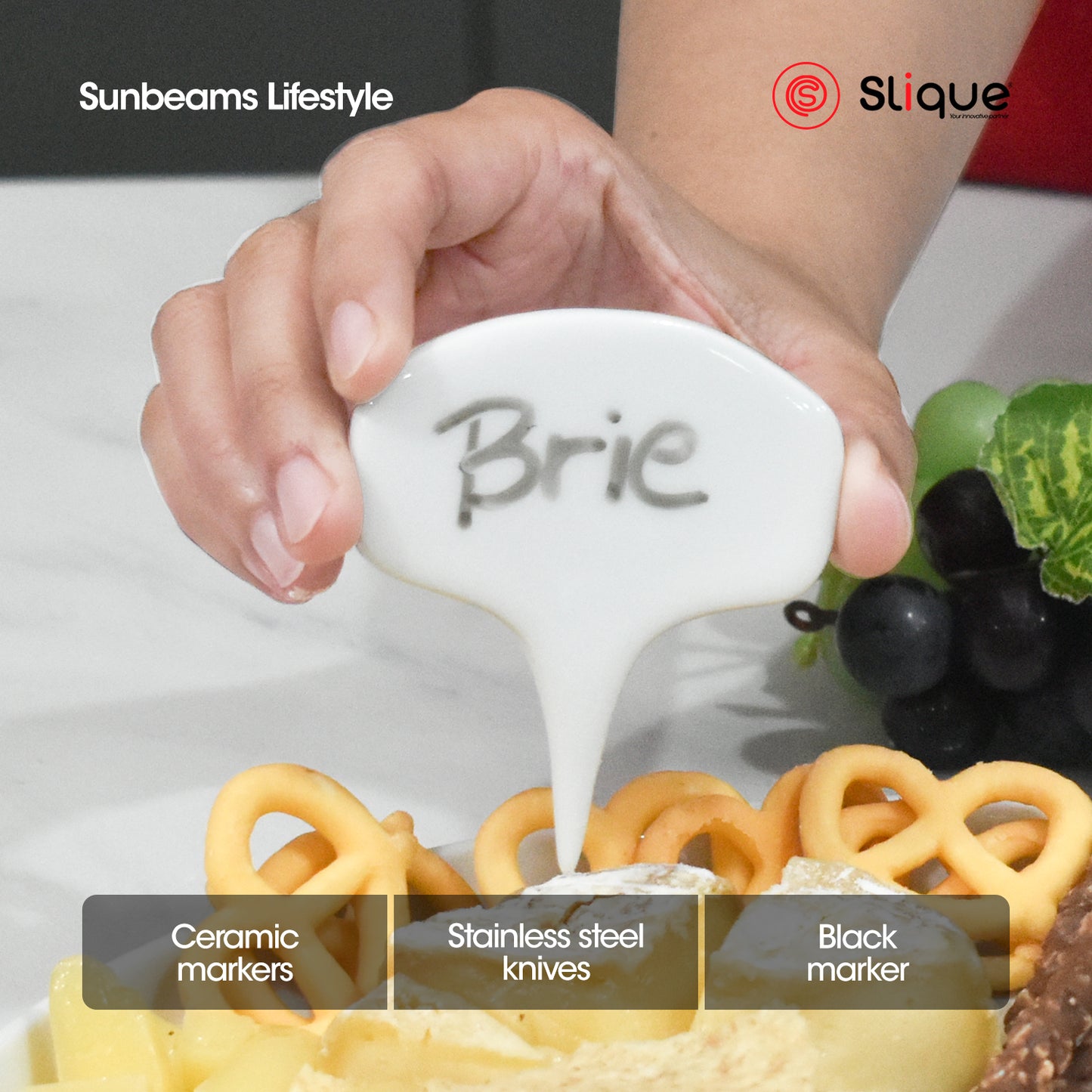 SLIQUE Porcelain Cheese Marker [Set of 6]