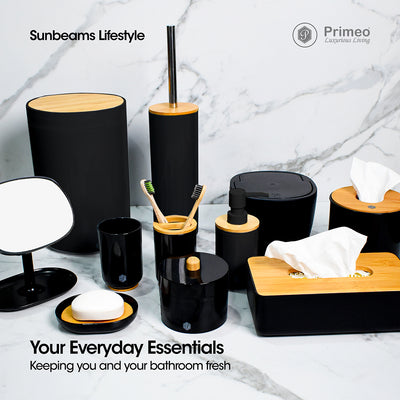 PRIMEO Premium Bamboo Toilet Roll Holder 13x13x13cm Modern Italian Design Amazing Gift Idea For Any Occasion!