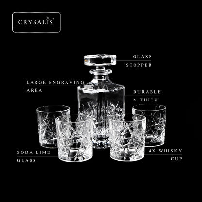 CRYSALIS Royalty 5pcs Decanter with Rock Glass Set