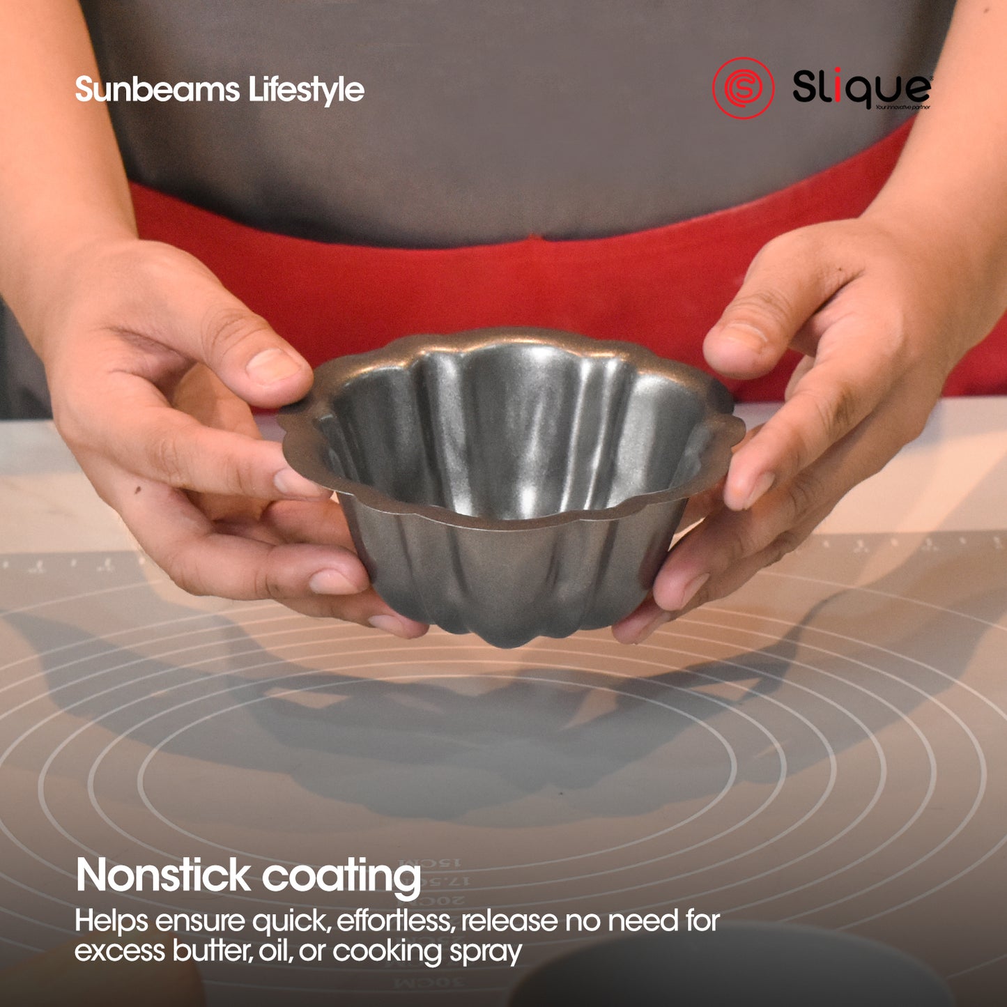 SLIQUE Premium Non-Stick Flower Muffin Pan Oven Safe 12x12x5cm