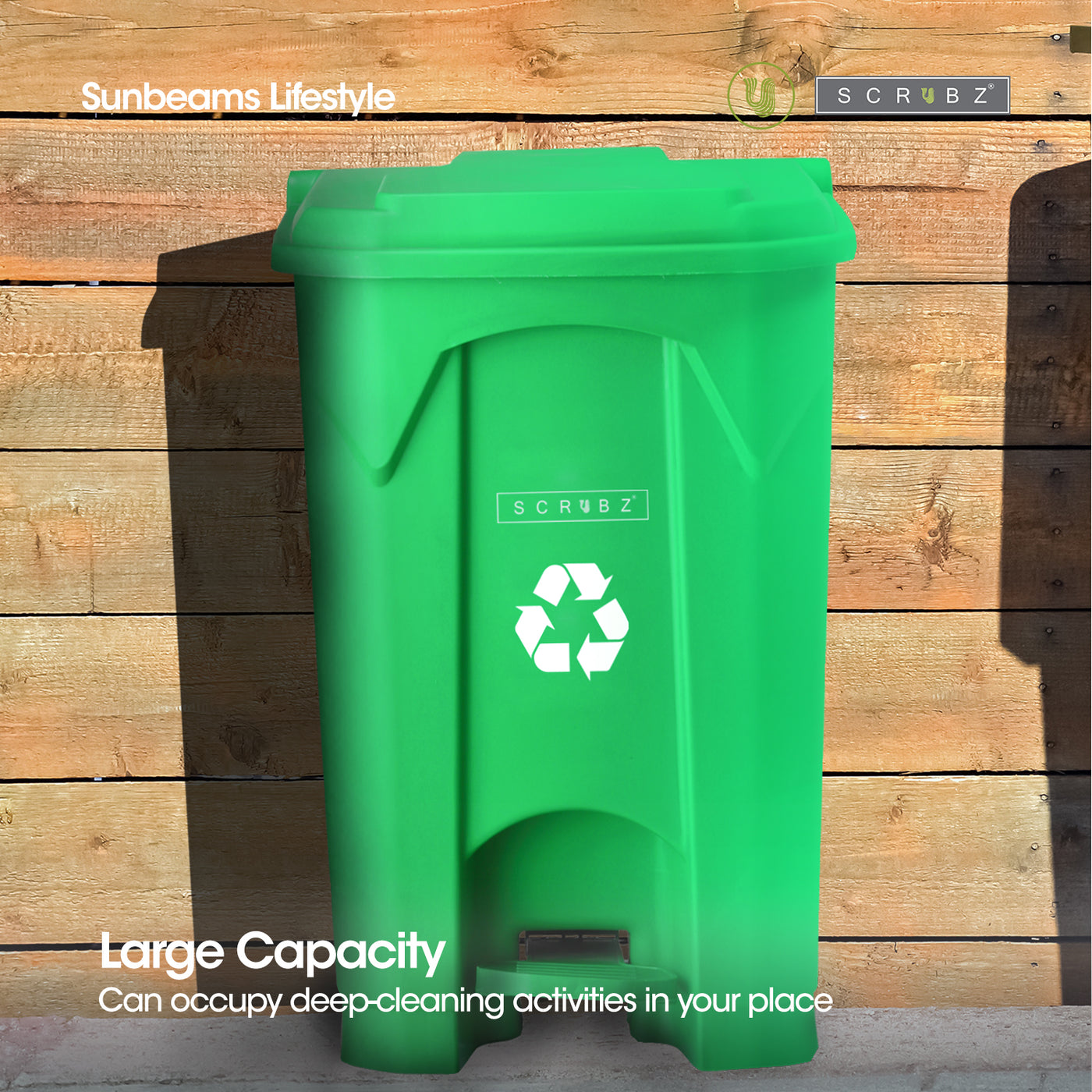 SCRUBZ Pedal Trash Bin Plastic 100 L Garbage Bin Waste Bin Trashcan