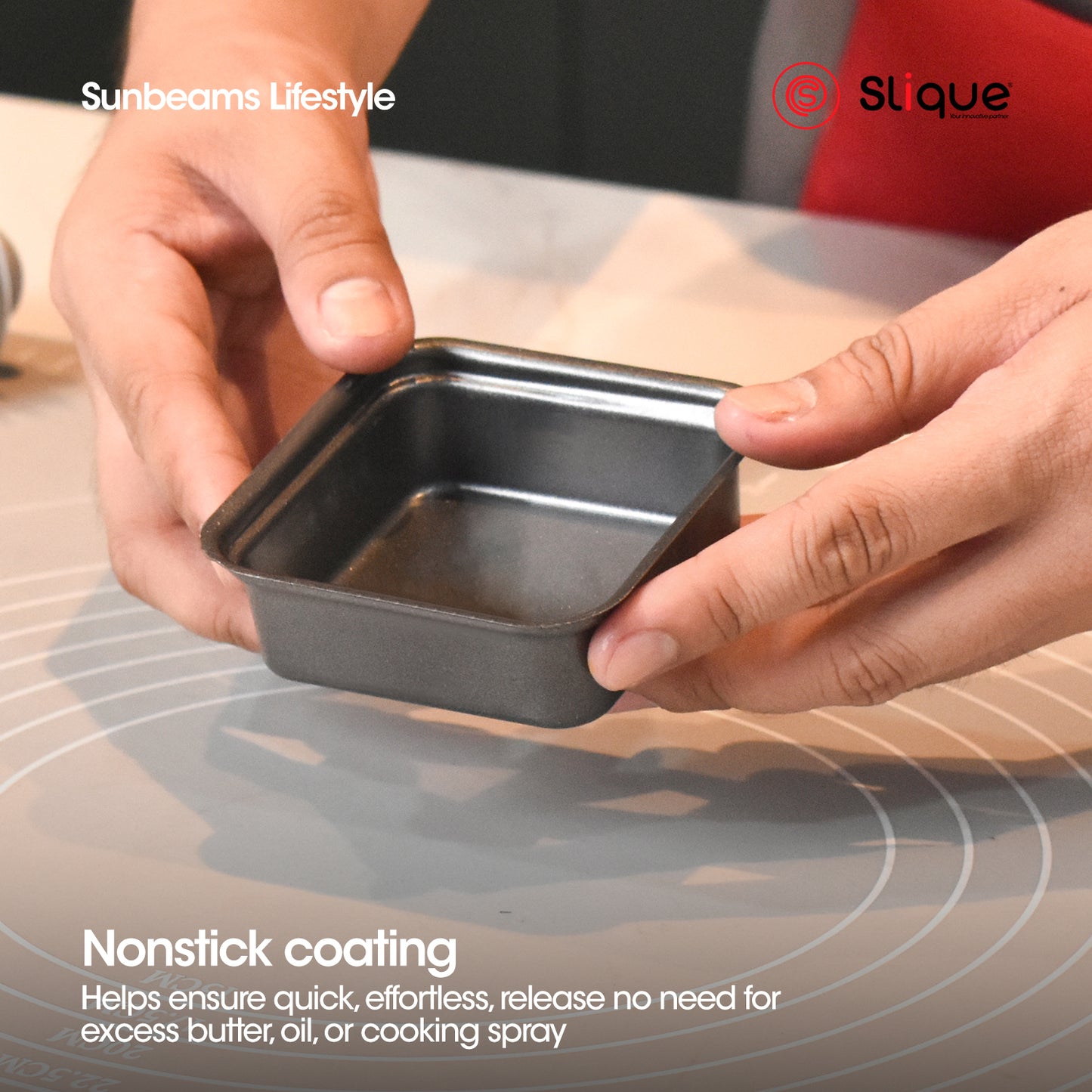 SLIQUE Premium Non-Stick Square Muffin Pan Oven Safe 7.6x7.6x2.6cm