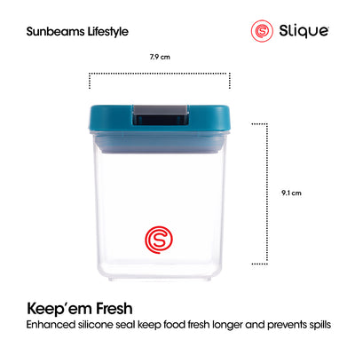 SLIQUE Premium PP Square Food Container 350ml (Aqua Green)