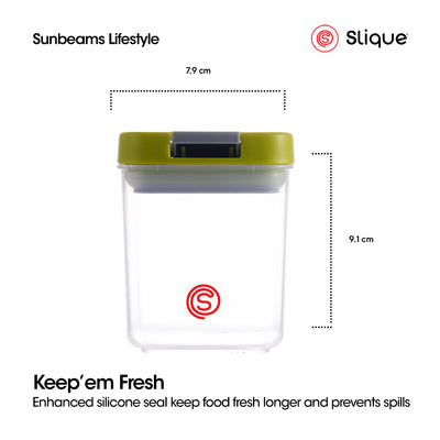 SLIQUE Premium PP Square Food Container 350ml|0.35L Airtight (Green)