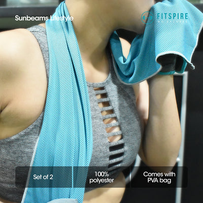 FITSPIRE Microfiber Cooling Towel [Set of 2] PVA | Fabric 30x100cm Exercise | Fitness | Home Gym | Workout Equipment | Yoga Amazing Gift Idea For Any Occasion!
