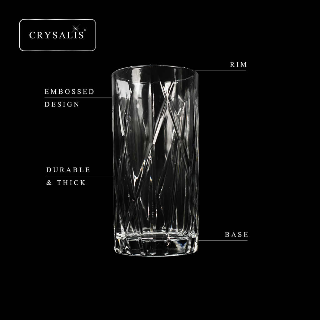 CRYSALIS Royalty Highball Glass 4pcs Set 390ml | 14oz