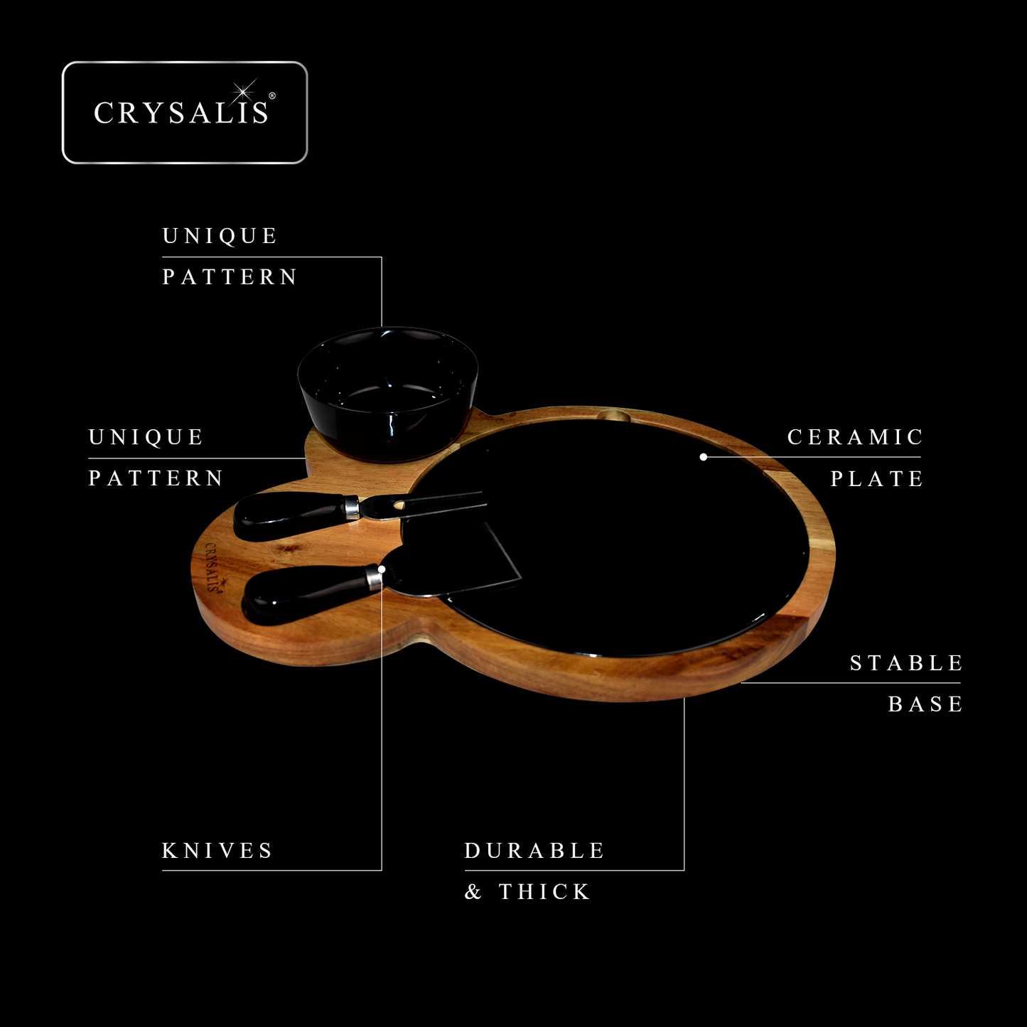 CRYSALIS Premium Cheese Set Cheese Board, Charcuterie [Set of 5/Set of 7] - Acacia Wood