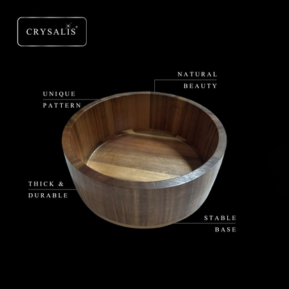 CRYSALIS PREMIUM Salad Bowl Rice Dessert Bowl Acacia Wood