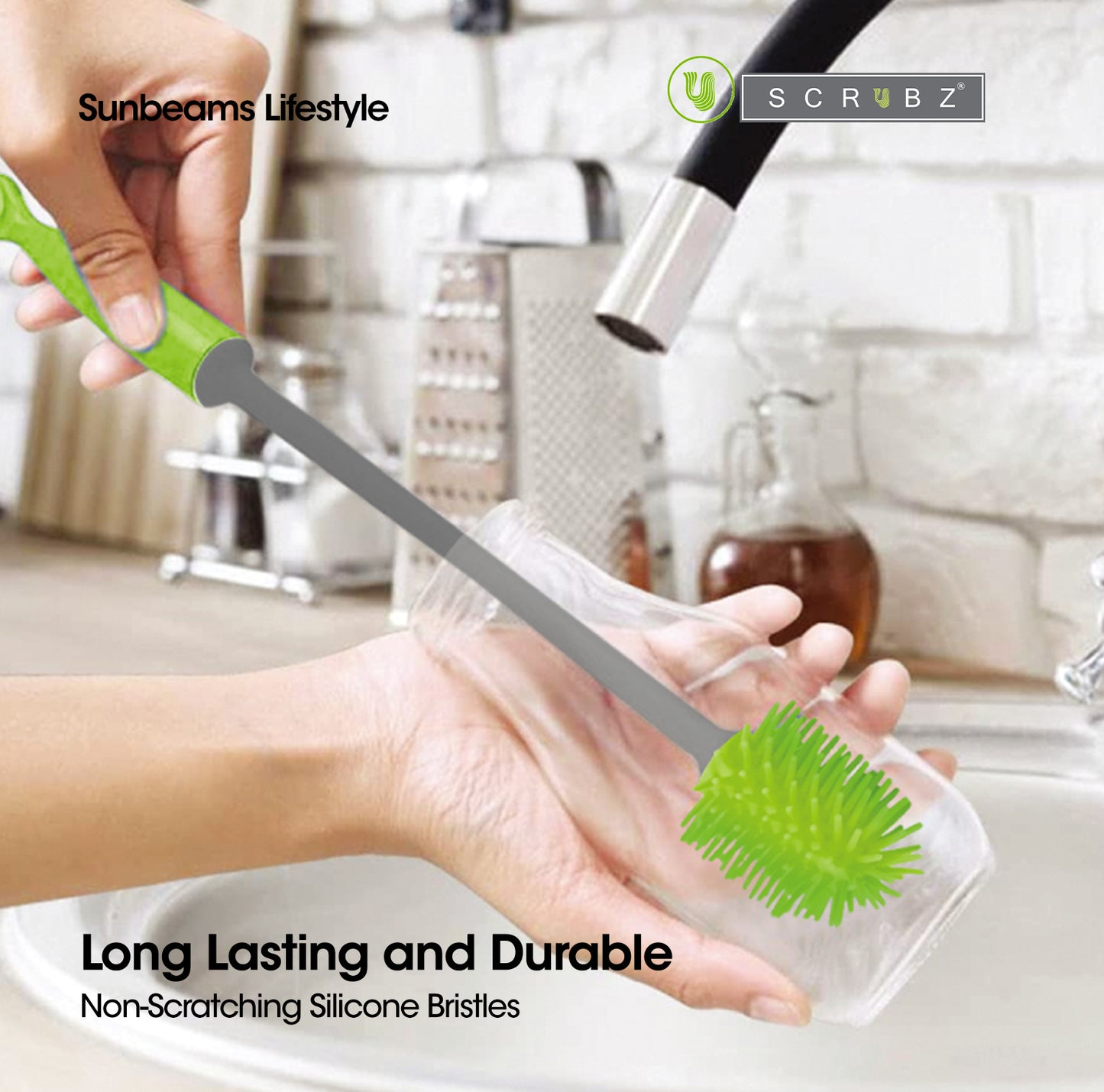 SCRUBZ Silicone Brush Set for Bottle & Dish