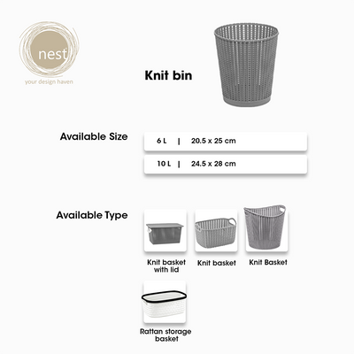 NEST DESIGN LAB Premium Knit Trash Bin Modern Italian Design Amazing Gift Idea For Any Occasion!