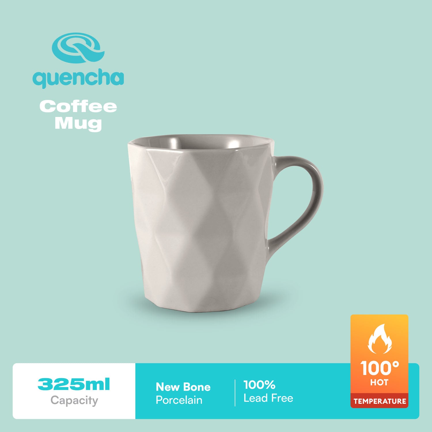 Quencha 325ml Chip Resistant Coffee Mug Porcelain Coffee Cup