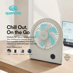 QUENCHA Portable Desk Fan 2000mAh Rechargeable Mini Fan