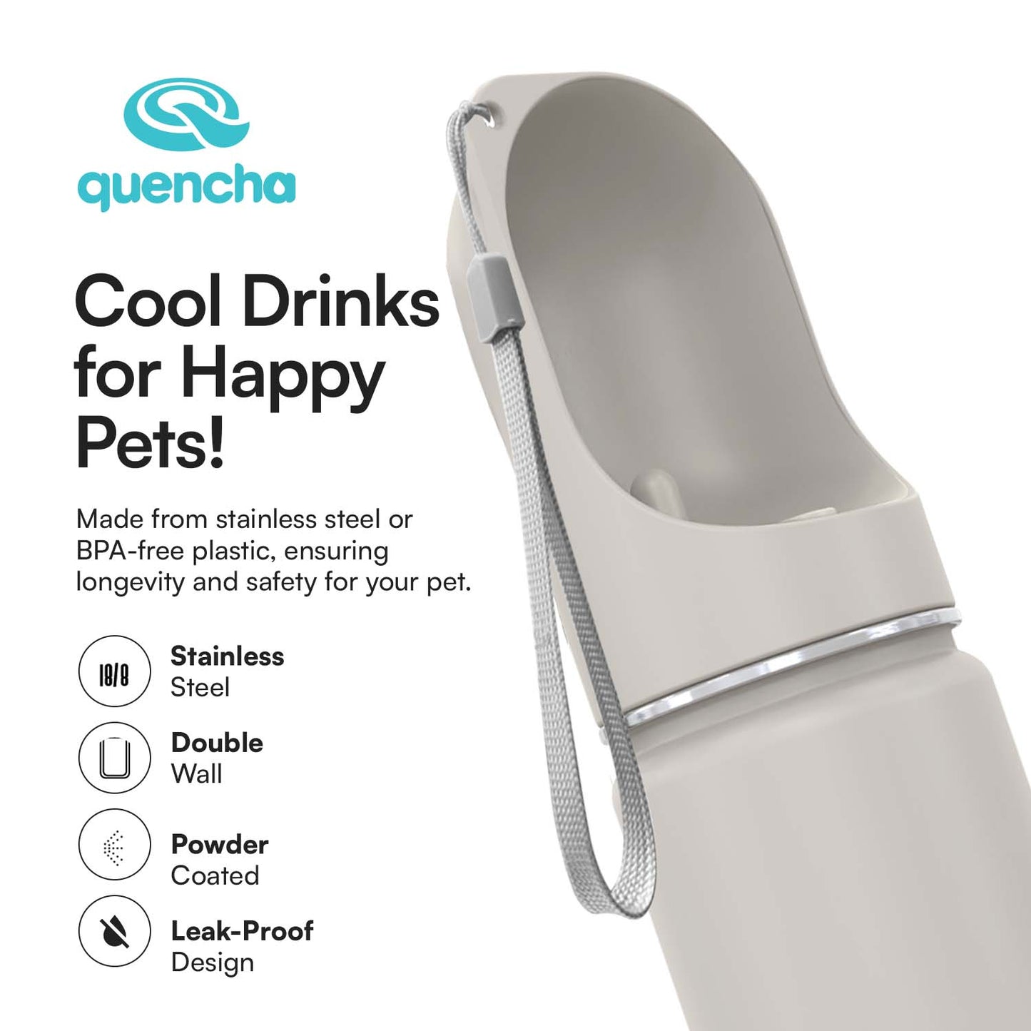 Quencha 550ml Stainless Steel Double Wall Insulated Pet Tumbler