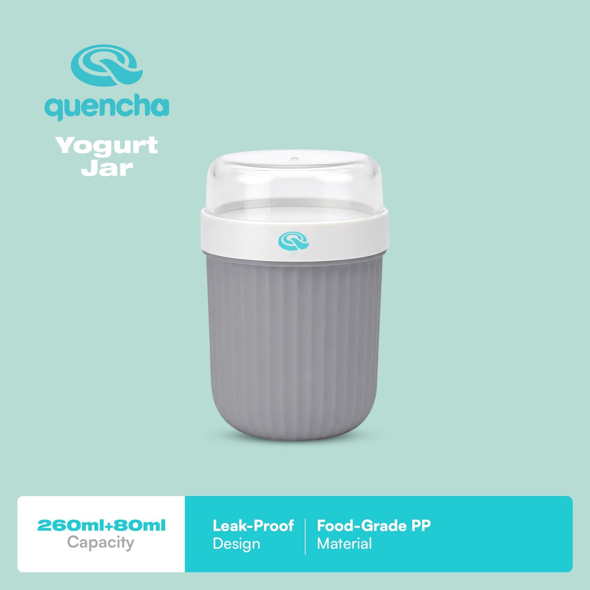 Quencha Yogurt Jar 2 Layer Food Container for Cereal, Fruits, and Snacks
