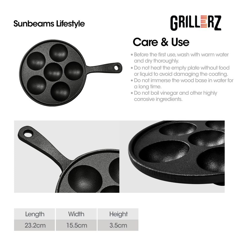 [Slique Official] Cast Iron Specialty Pans Takoyaki Maker, Egg Frypan, Burger Press - Induction Ready