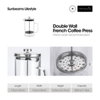 CRYSALIS Coffee Press Crystal Clear Double Wall 350ml/600ml/1L