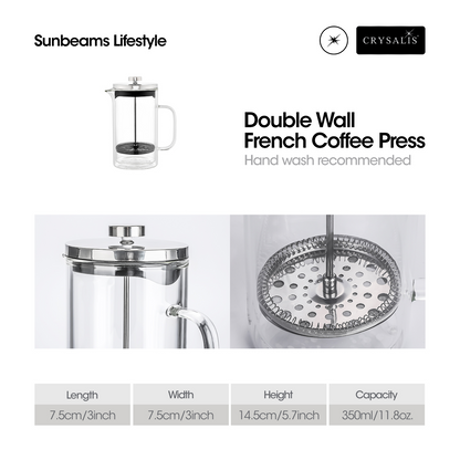 CRYSALIS Coffee Press Crystal Clear Double Wall 350ml/600ml/1L