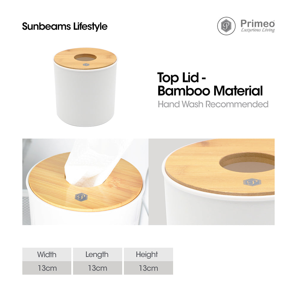 PRIMEO Premium Bamboo Toilet Roll Holder 13x13x13cm Modern Italian Design Amazing Gift Idea For Any Occasion!