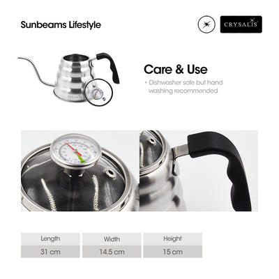 CRYSALIS Premium Coffee Kettle with Thermometer
