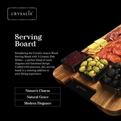 CRYSALIS Premium Serving Board [Set of 4] Charcuterie Tray - Acacia Wood