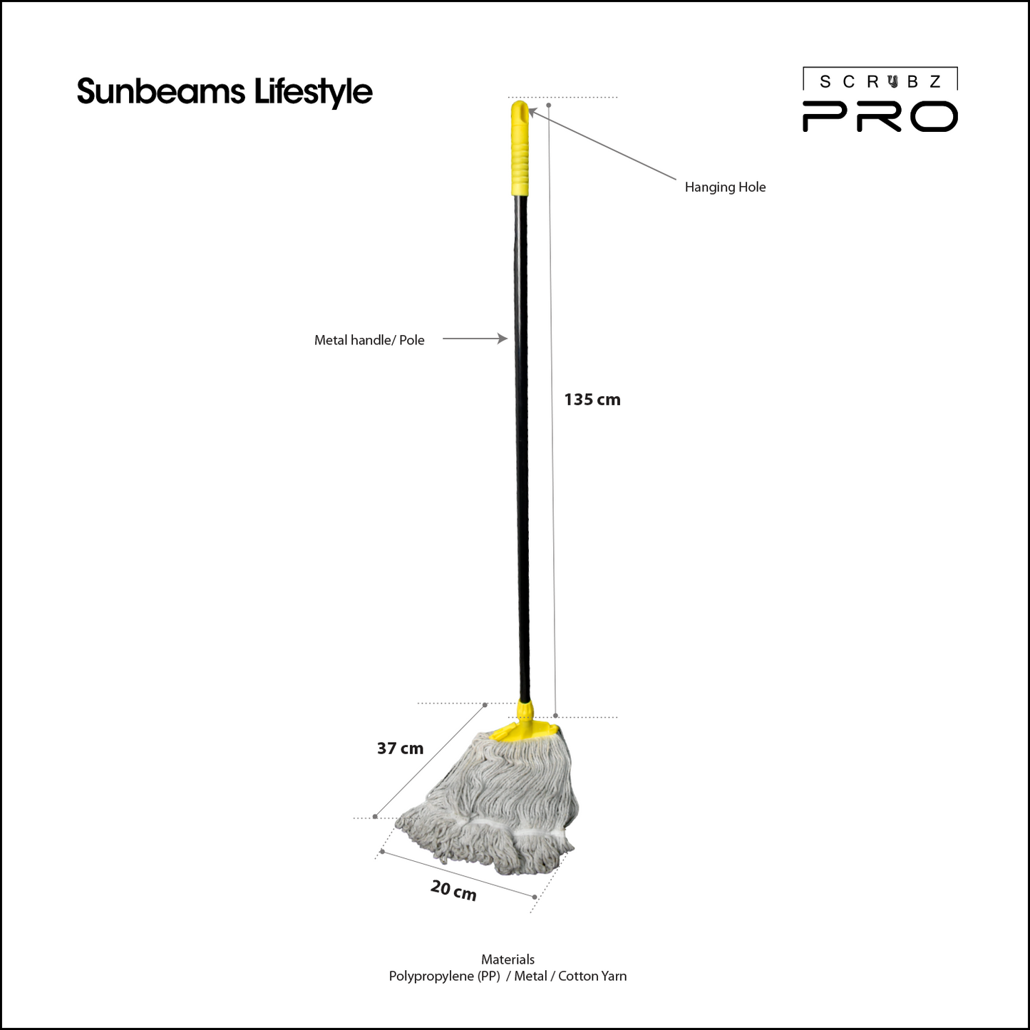 SCRUBZ Pro Wet Cotton Mop Combo 20oz, Floor mop
