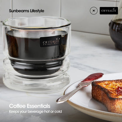 CRYSALIS Premium Coffee Cup w/out Handle Double Wall 80ml [Set of 2]