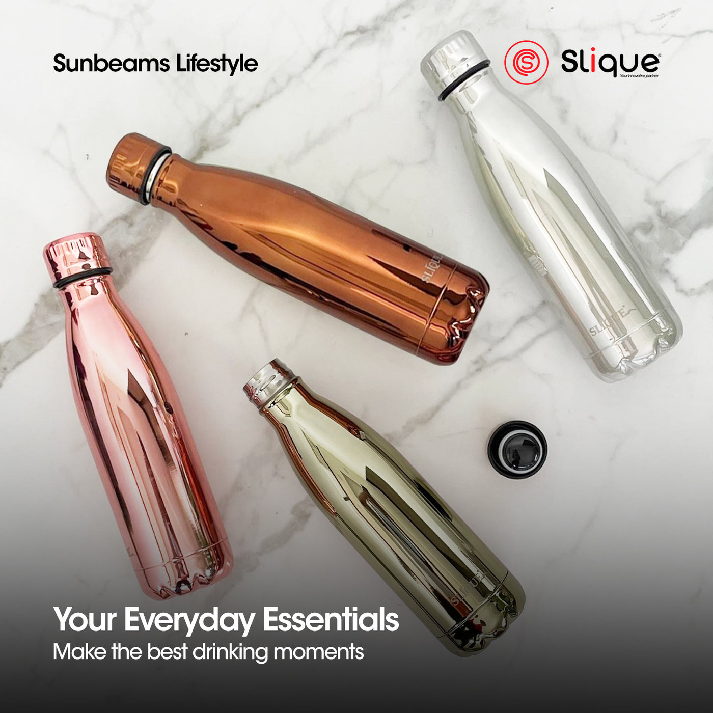 SLIQUE Stainless Steel UV Finish Insulated Water Bottle 500ml (Gold)