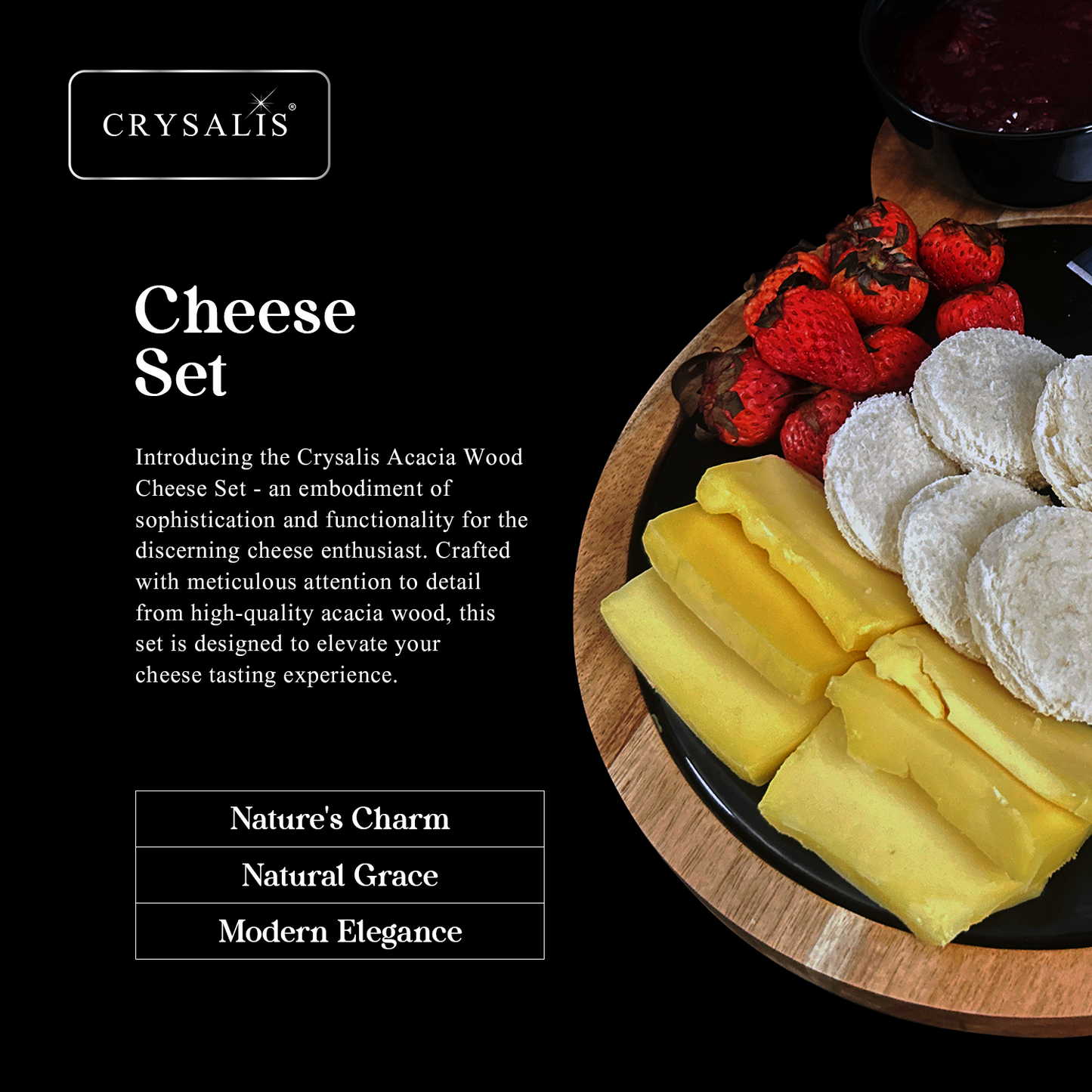 CRYSALIS Premium Cheese Set Cheese Board, Charcuterie [Set of 5/Set of 7] - Acacia Wood