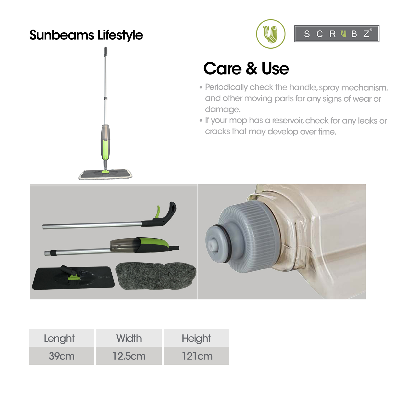 SCRUBZ Premium Microfiber Spray Mop