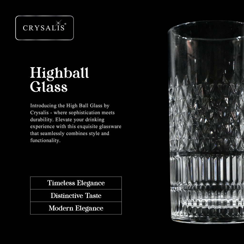 CRYSALIS Royalty Highball Glass 4pcs Set 390ml | 14oz