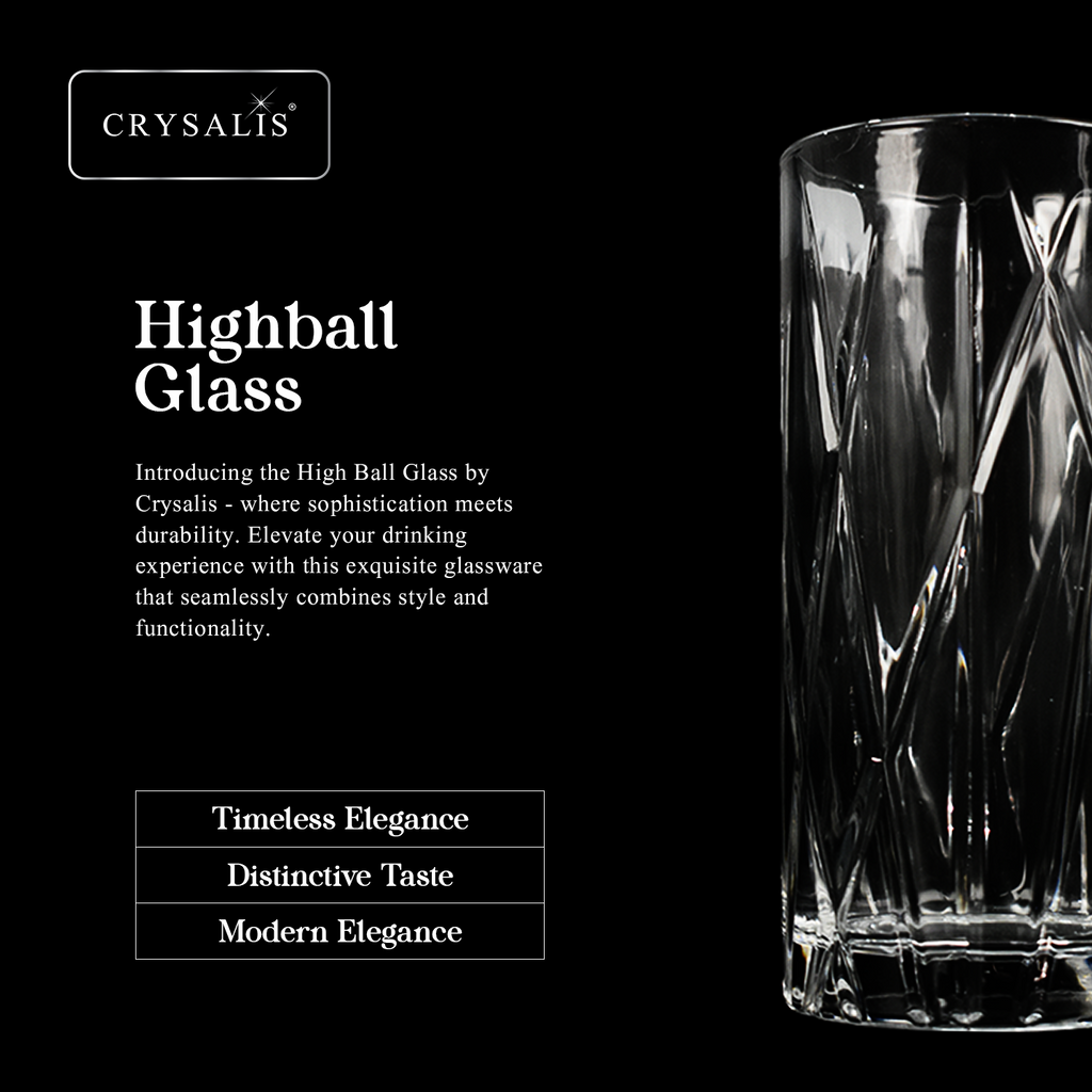 CRYSALIS Royalty Highball Glass 4pcs Set 390ml | 14oz