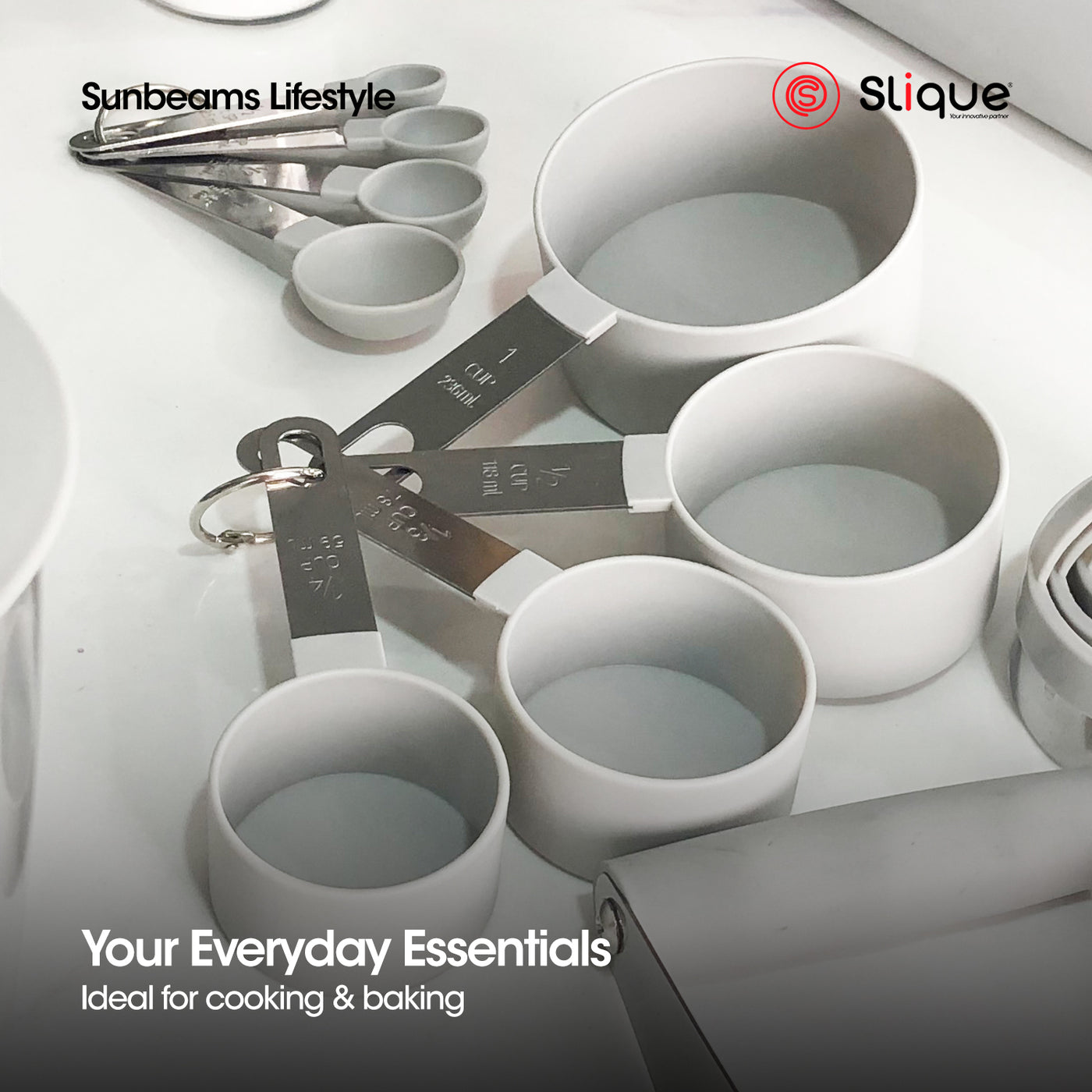 SLIQUE Premium Stackable, Compact Measuring Cup & Spoon Set Set of 8