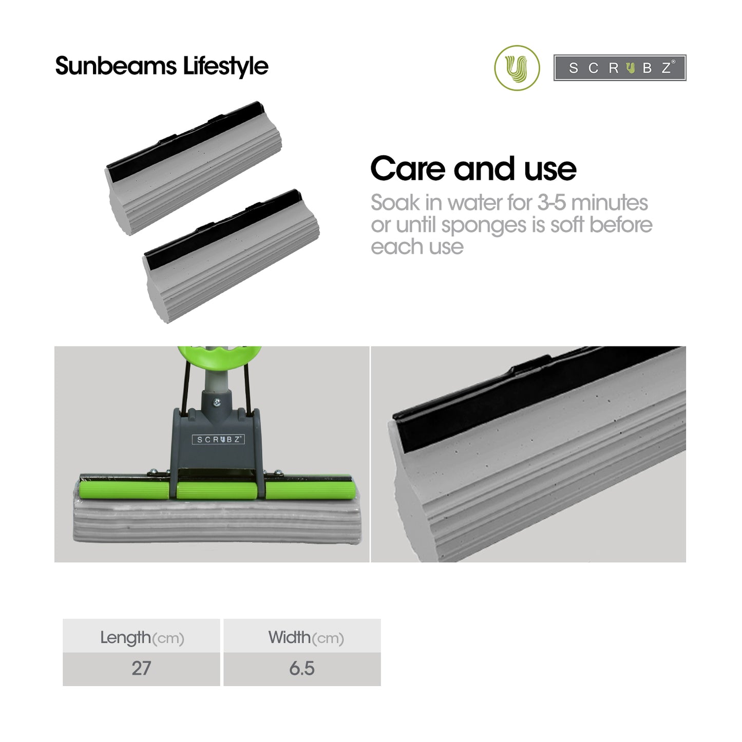 SCRUBZ Premium PVA Sponge Mop Refill  Set of 2