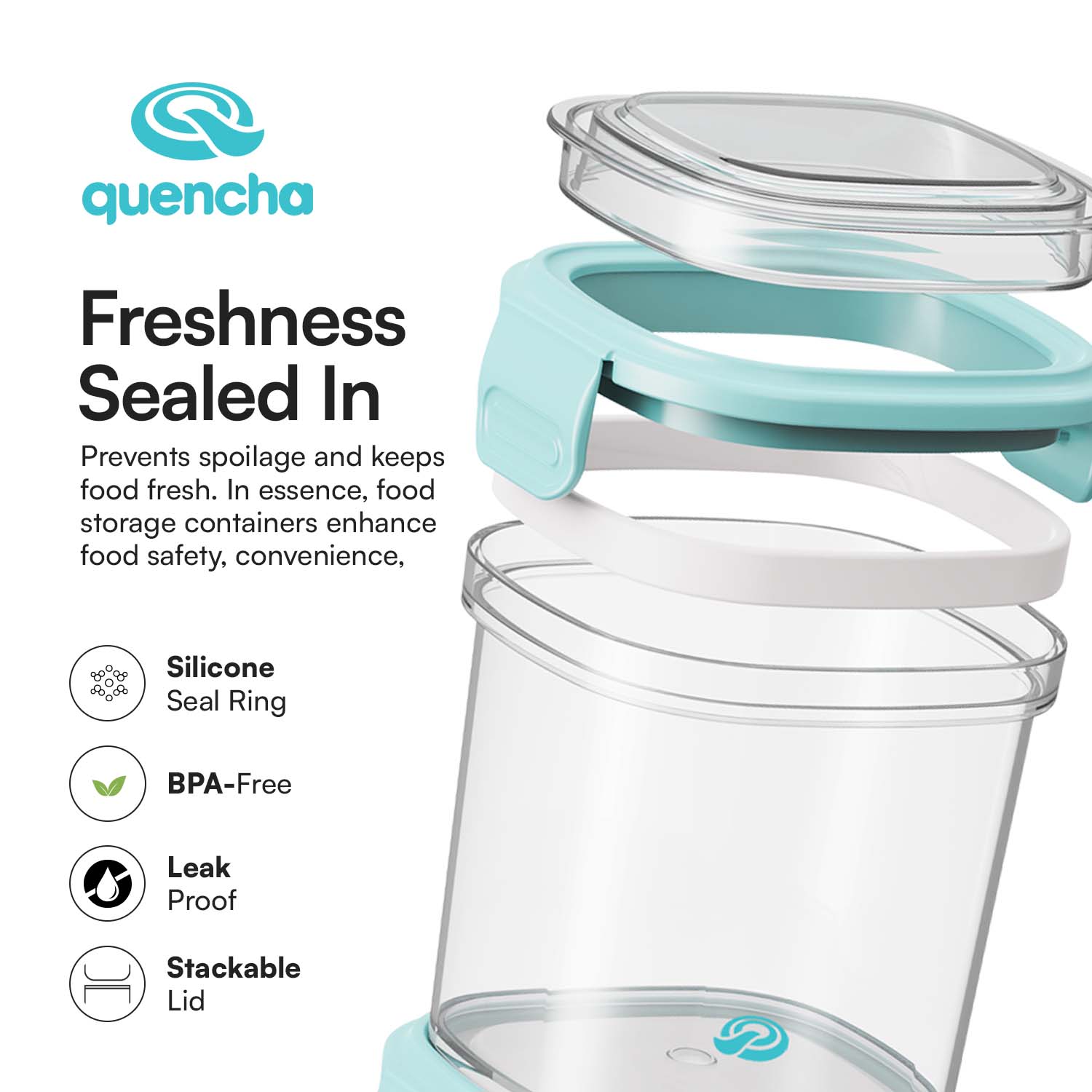 Quencha Kids Food Storage Container Set BPA Free Leak Proof Stackable Lunch Box Food Keeper