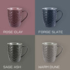 QUENCHA Horizon New Bone Porcelain Textured Mugs With Comfortable Grip & Gifting Appeal