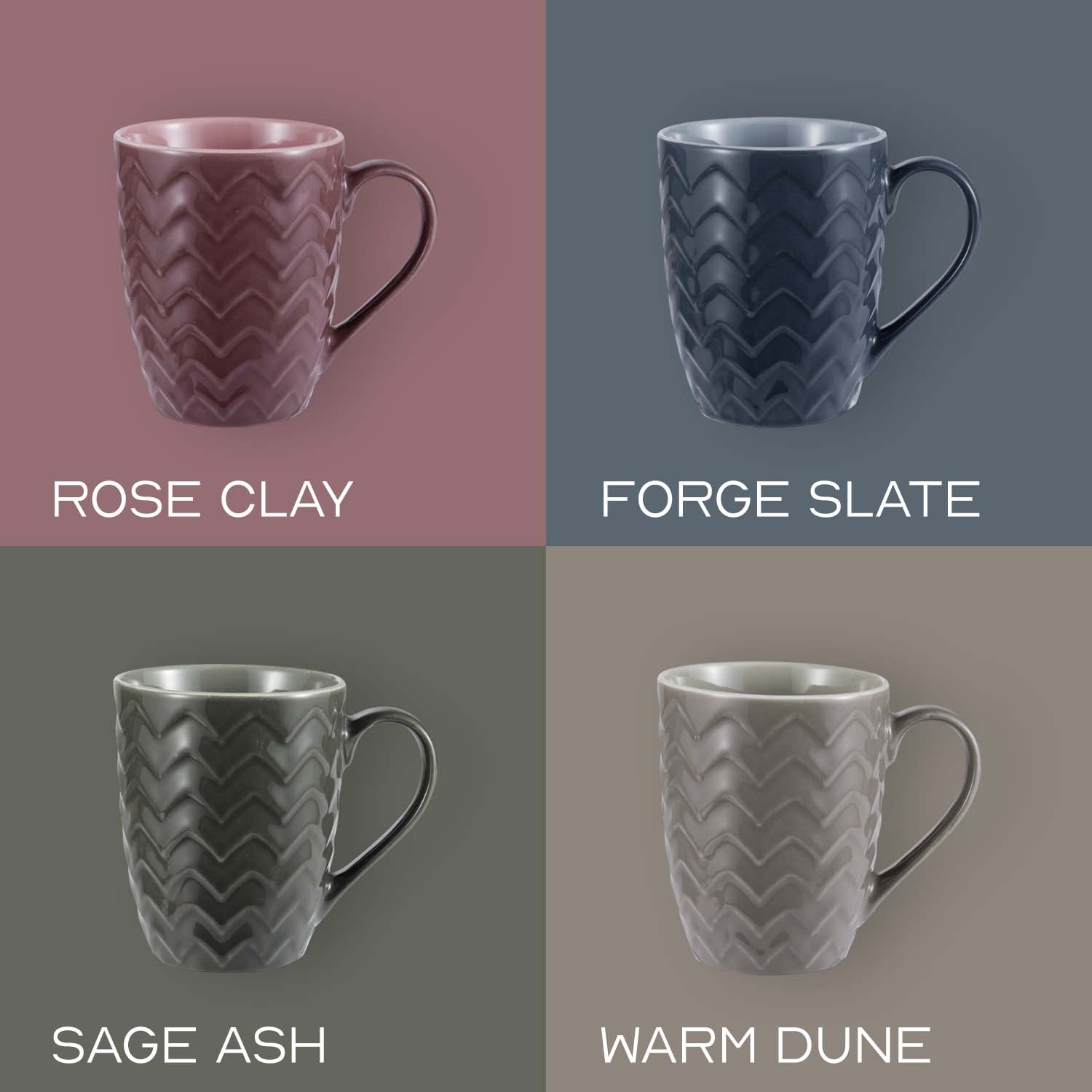 QUENCHA Horizon New Bone Porcelain Textured Mugs With Comfortable Grip & Gifting Appeal