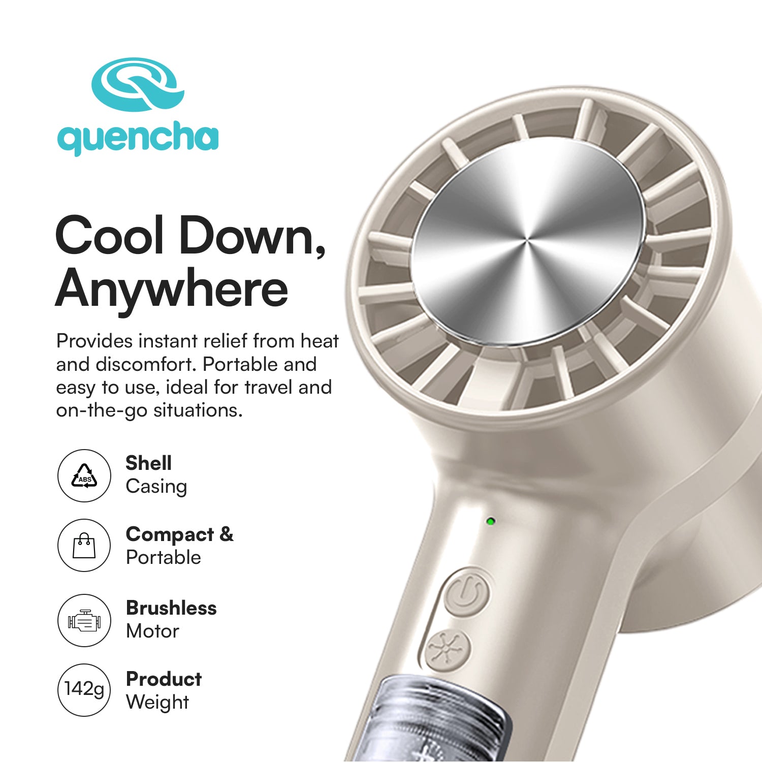 Quencha 18oz. & 37oz. Insulated Tumbler + Portable Cooling Fan – Perfect for Travel, Commute & Outdoors