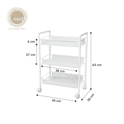 NEST DESIGN LAB Multi-Tier Narrow Kitchen Storage Trolley Cart White Premium | Heavy duty | Durable Amazing Gift Idea For Any Occasion!