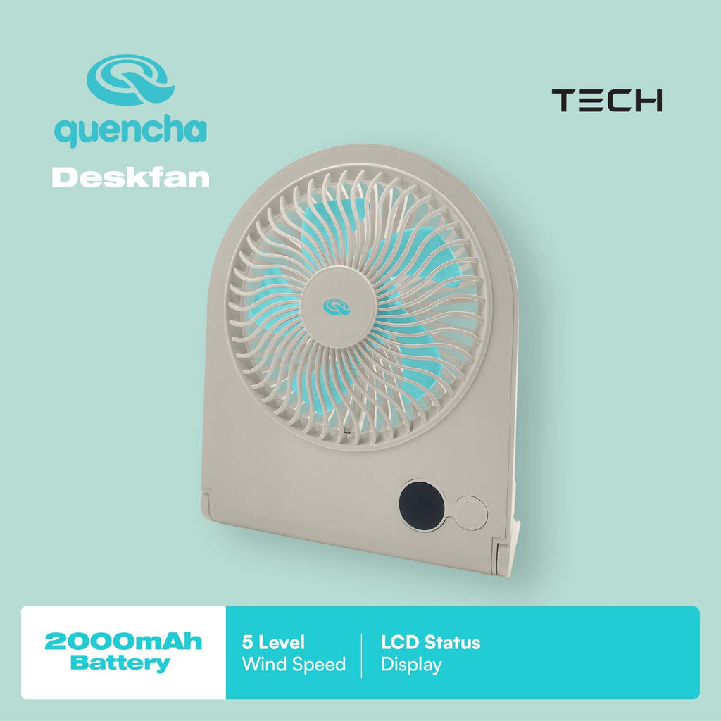QUENCHA Portable Desk Fan 2000mAh Rechargeable Mini Fan