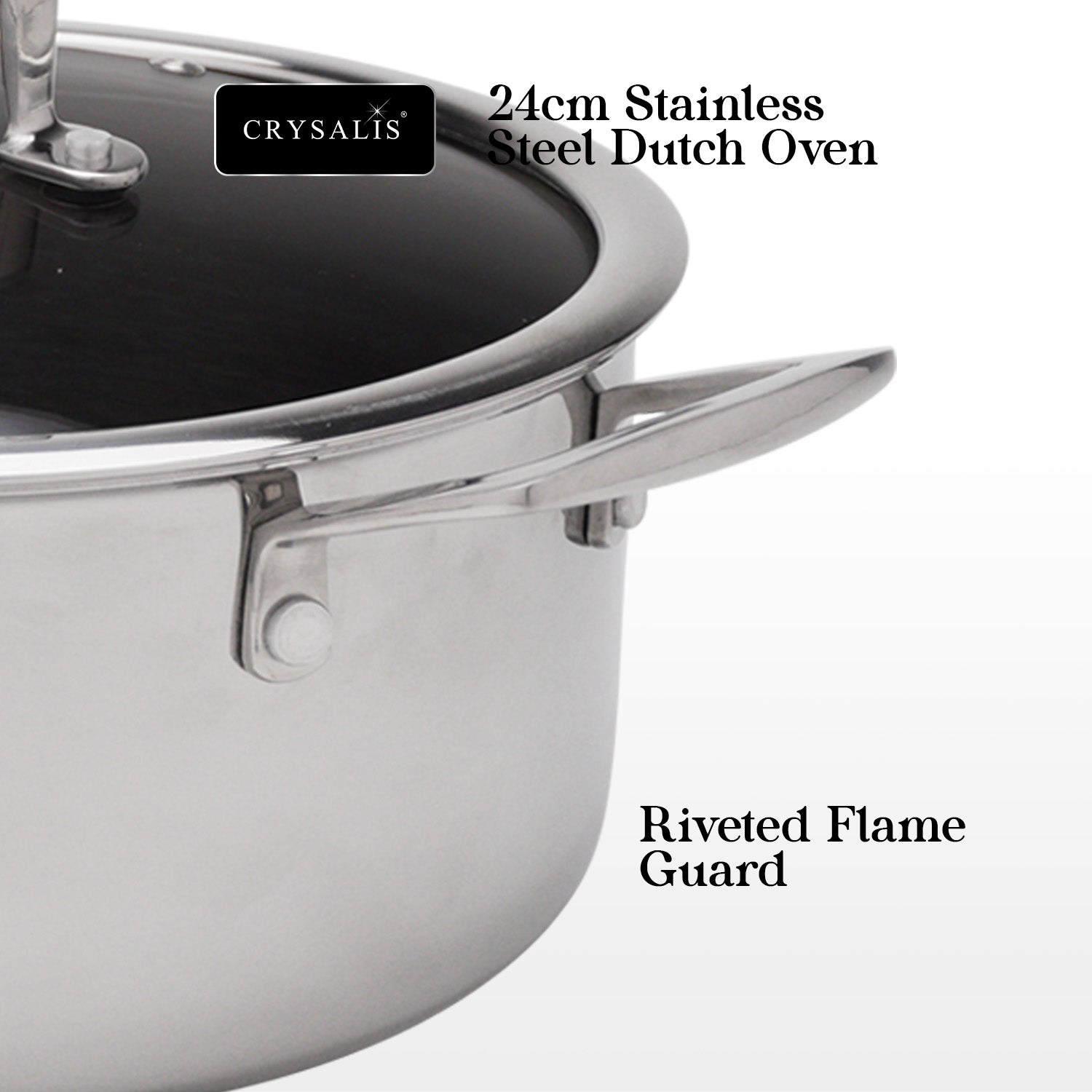 CRYSALIS INOX Stainless Steel Cookware Set - Honeycomb Non-Stick Frypan, Saucepan, Dutch Oven, Wok Pan